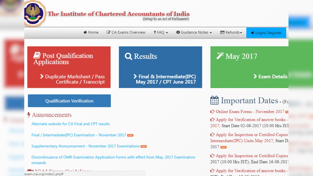 ICAI CA IPCC May 2017 Results Declared, CA Final Exam Starts From