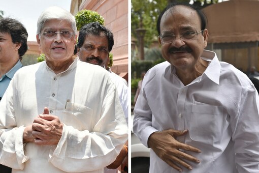 File image of Gopalkrishna Gandhi and Venkaiah Naidu. (Image: Reuters)