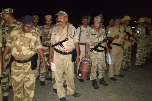 Heavy police deployment outside Rohtak's Sunaria jail. (Picture courtesy: Debayan Roy) Heavy police deployment outside Rohtak's Sunaria jail. (Picture courtesy: Debayan Roy)