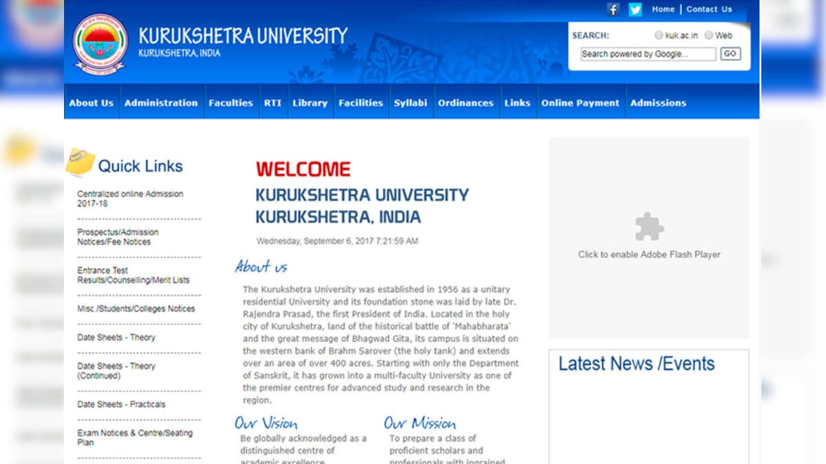 KUK BA BBA and Results April/May 2017 Released on kuk.ac.in News18