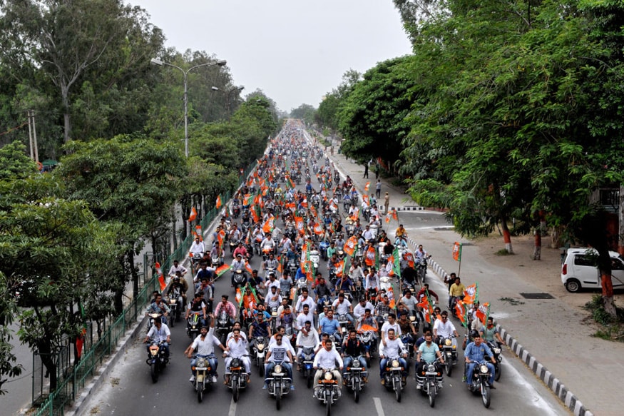 Image result for bjp yuvamorcha bike rally