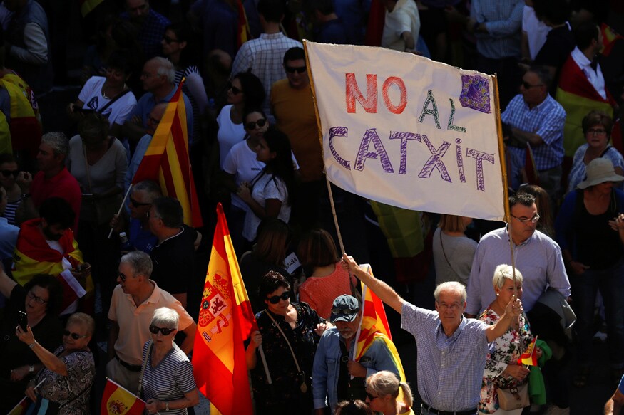 Thousands Protest In Barcelona Against Catalan Independence