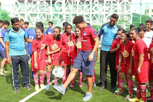Jadon Sancho of England spend time with the underprivileged kids in Kolkata. Jadon Sancho of England spend time with the underprivileged kids in Kolkata.