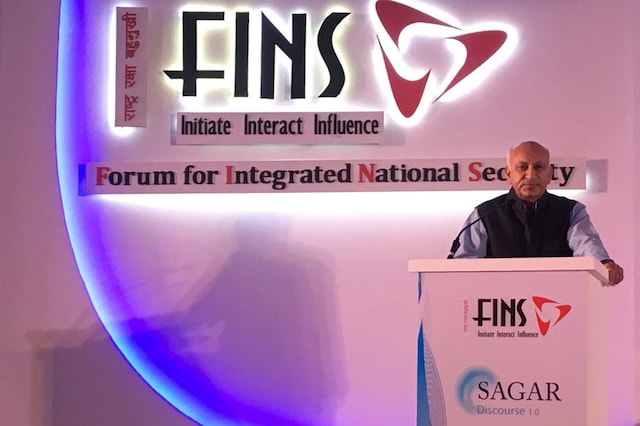 Akbar was addressing the inaugural function of a three-day conference on maritime security, organised by the "Forum for Integrated National Security" (FINS) in South Goa (Photo: MJ Akbar Twitter/@mjakbar)