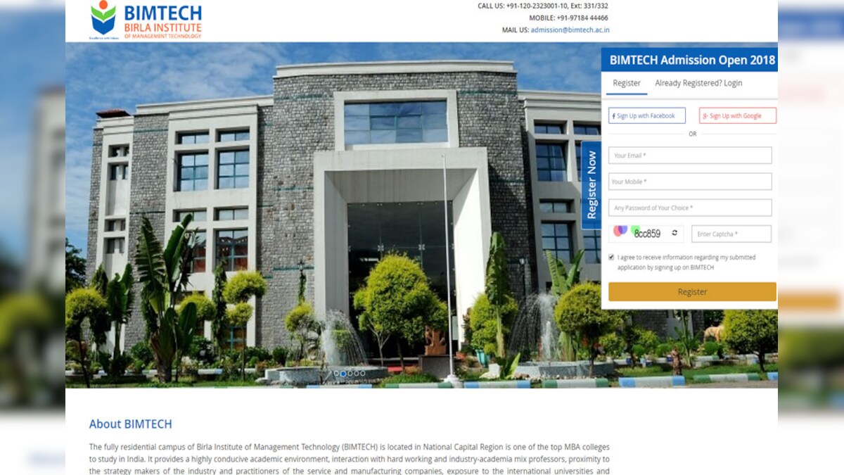 BIMTECH PGDM Admissions 2018: Apply at Birla Institute of Management ...