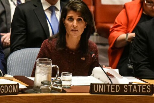 US Ambassador to the United Nations Nikki Haley delivers remarks at a Security Council meeting at UN headquarters during the United Nations General Assembly in New York City (REUTERS)