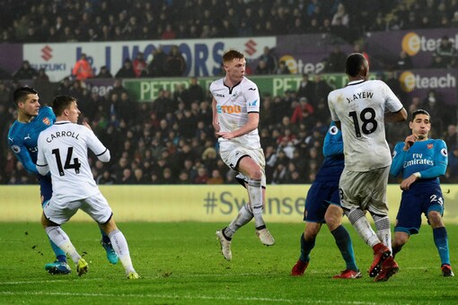 Swansea City’s Samuel Clucas scores their third goal (Image: Reuters)
