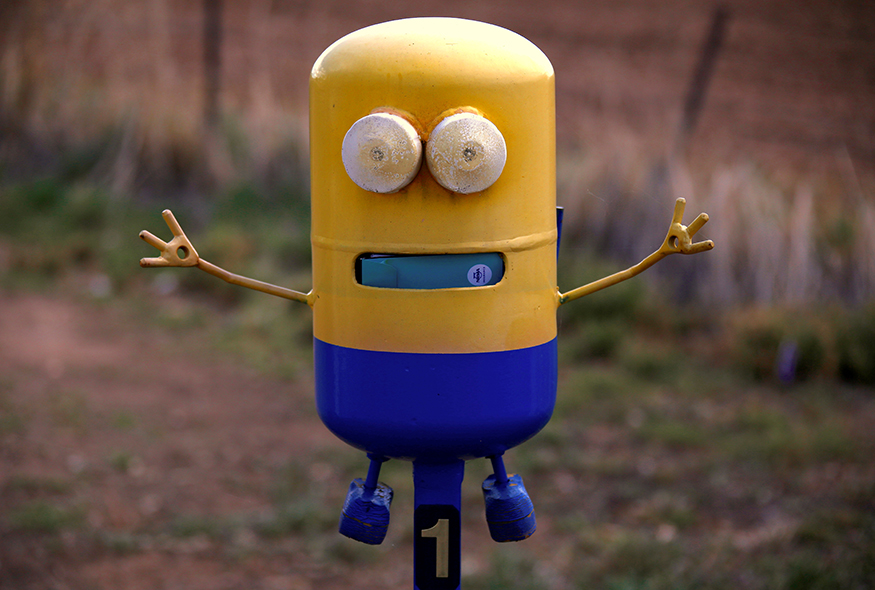 A mailbox in the shape of a cartoon character can be seen along a road on the outskirts of the township of Gunnedah in Australia. (Image: Reuters) A mailbox in the shape of a cartoon character can be seen along a road on the outskirts of the township of Gunnedah, north-west of Sydney, Australia March 15, 2017. Picture taken March 15, 2017. (Image: Reuters)