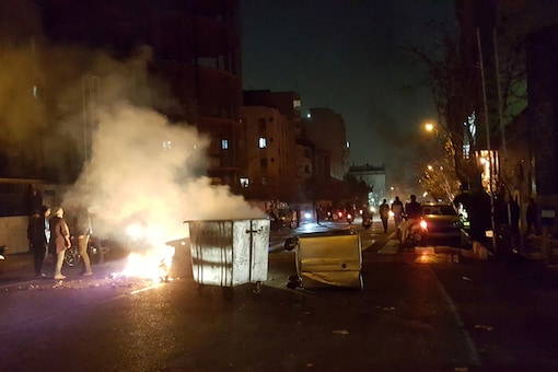 Protest turned violent in Tehran on December 30. This picture obtained from social media. (REUTERS)
