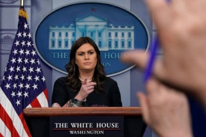 U.S. White House Press Secretary Sarah Huckabee Sanders holds the daily briefing at the White House in Washington, DC