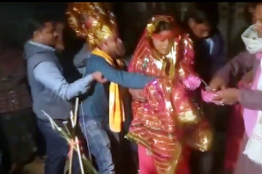 Screen-grab from the viral video of Vinod's forced marriage