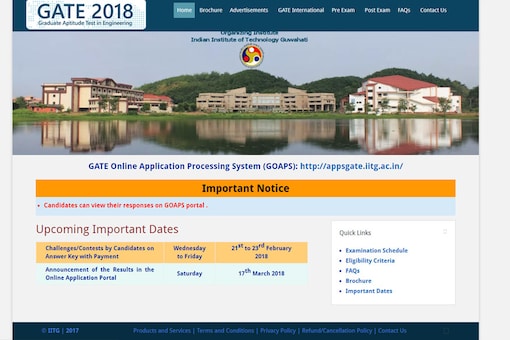 Screenshot taken from the official website http://gate.iitg.ac.in.