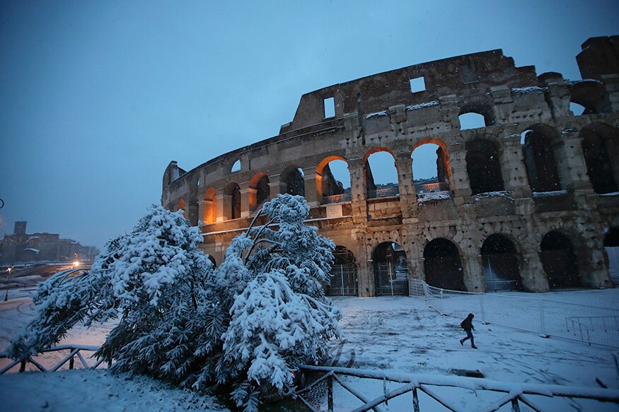 Pics: Europe Hits New Season Low, Rare Snowstorm Paralyses Rome - News18