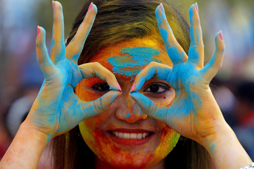 Kashif Farooq poses with friends during Vineet Jain's Holi party 2013, held  in Delhi.