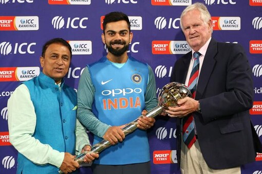 Virat Kohli gets the ICC Test Championship mace. (ICC)