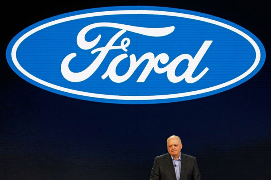Jim Hackett (L), President and CEO of Ford Motor Company, speaks at the Ford press preview at the North American International Auto Show in Detroit, Michigan, U.S., January 14, 2018. (Photo: Reuters)