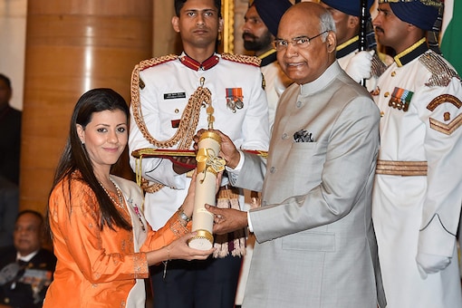 Saudi Arabia's first certified Yoga instructor being conferred Padma Shri by President Kovind (File photo) 