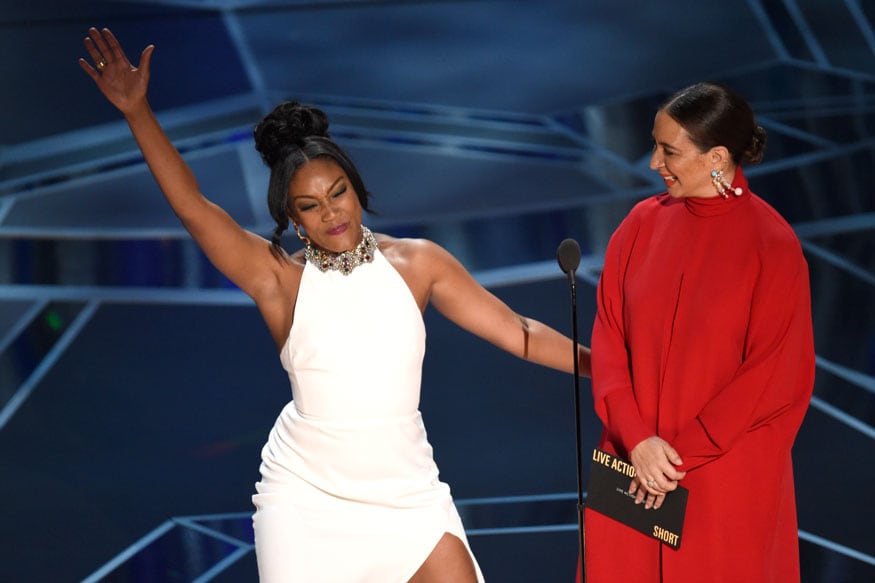 Tiffany Haddish and Maya Rudolph present the award for best documentary short subject at the Oscars in Los Angeles. (Image: AP)