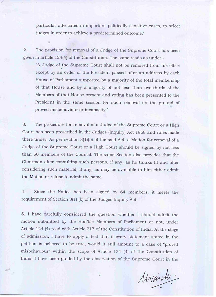 Vice President Venkaiah Naidu Rejects Impeachment Motion Against CJI Dipak Misra Vice President Venkaiah Naidu Rejects Impeachment Motion Against CJI Dipak Misra