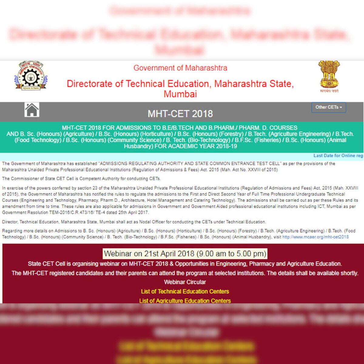 Mht Cet Admit Cards 2018 Released At Dtemaharashtra Gov In Download Now