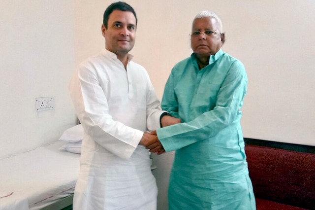 File photo of Congress president Rahul Gandhi and RJD chief Lalu Prasad Yadav.