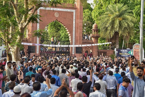 Aligarh Muslim University's Women's College joined in the protest along with other university students on Thursday. (PTI Photo)