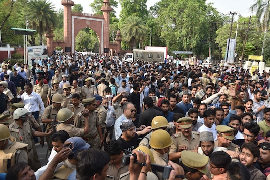 Scene outside the Aligarh Muslim University on May 2, 2018. (File photo: Manoj Aligadi) Scene outside the Aligarh Muslim University on May 2, 2018. (File photo: Manoj Aligadi)