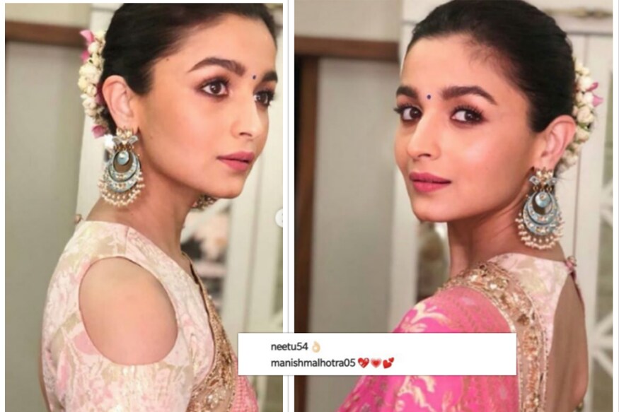 Alia Bhatt Looked Pretty As a Rose Bud In Manish Malhotra Sari - News18