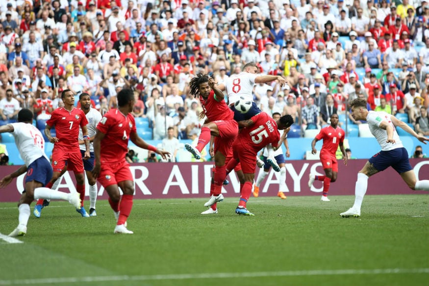 England's John Stones heads home the first goal (Image: FIFA)