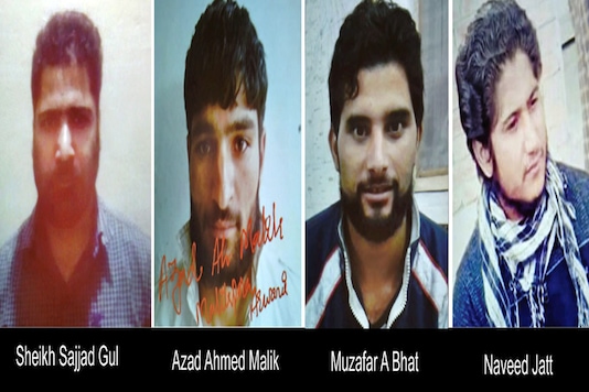 In this combo of photos released by police are seen the four LeT cadre who were allegedly involved in the killing of Kashmiri journalist Shujaat Bukhari. (PTI) In this combo of photos released by police are seen the four LeT cadre who were allegedly involved in the killing of Kashmiri journalist Shujaat Bukhari. (PTI)