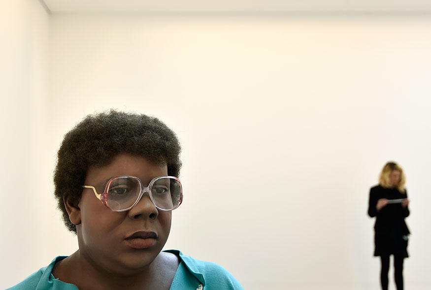 A sculpture entitled 'Queenie II' by the late US artist Duane Hanson is exhibited at the Serpentine Sackler Gallery in London. Hanson's lifelike sculptures portraying working-class Americans and overlooked members of society are being brought together in the largest show of his work in Britain since 1997. (Image: Reuters)