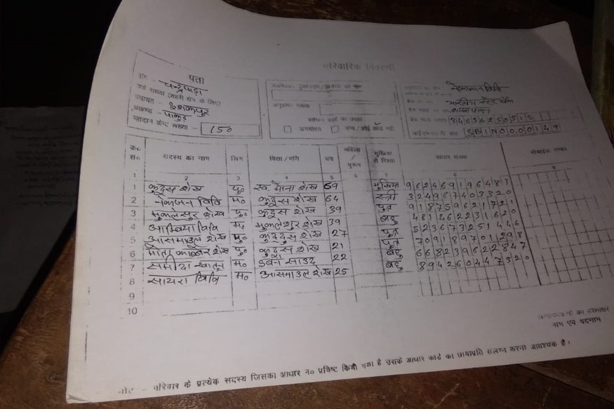A page from the consolidated list of villagers who need ration-1