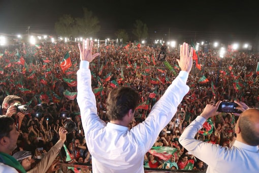 File photo of  Pakistan PM and PTI chief Imran Khan addressing his supporters in Pakistan.