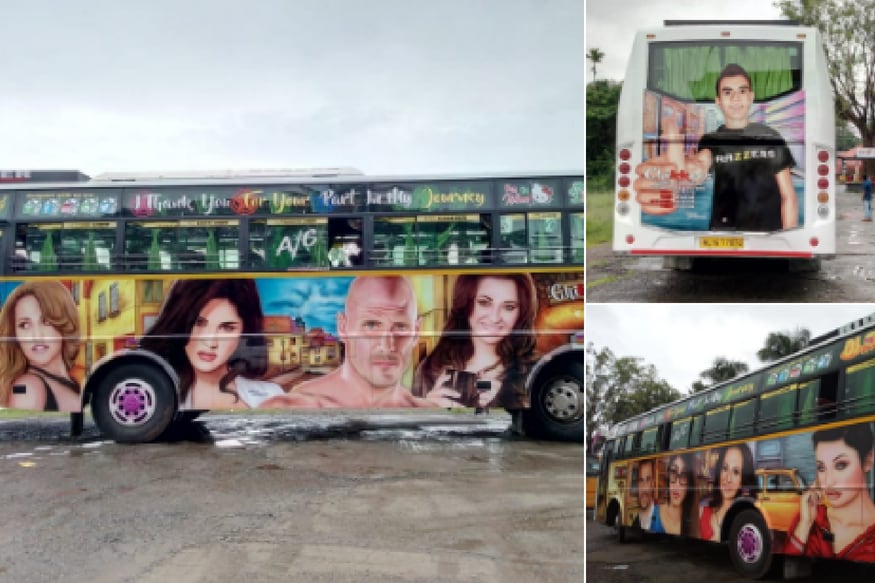 875px x 583px - Why These Buses in Kerala Are Painted with Posters of Sunny Leone ...