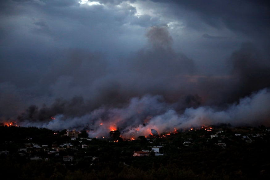 PICS: Major Wildfire Rages Near Athens; Residents Flee Homes - News18
