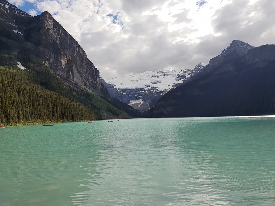 Lake Louise is a hamlet in Banff National Park in the Canadian Rockies, known for its turquoise, glacier-fed lake ringed by high peaks and overlooked by a stately chateau. (Image: News18/Varun Sharma)