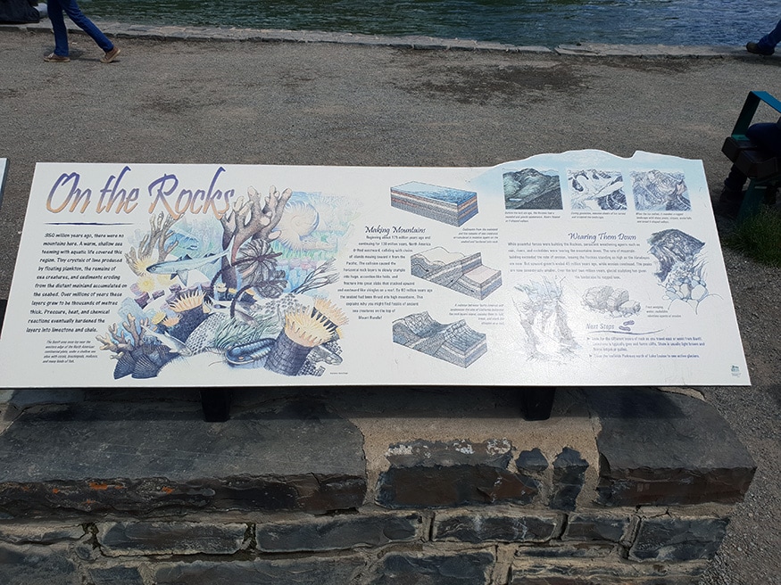 Making Mountains, explained in the information stone placed near a fall at the Lake Louise. (Image: News18/Varun Sharma)
