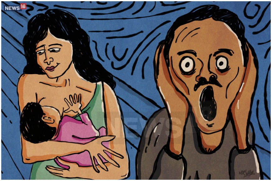 indian women breastfeeding their husband