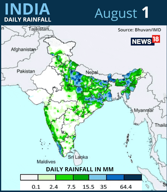 India daily rainfall - August 2018 India daily rainfall - August 2018