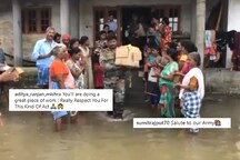 WATCH: As Indian Army Carry Medicines to Help the Affected, Kerala Residents Applaud Standing in Deep Water