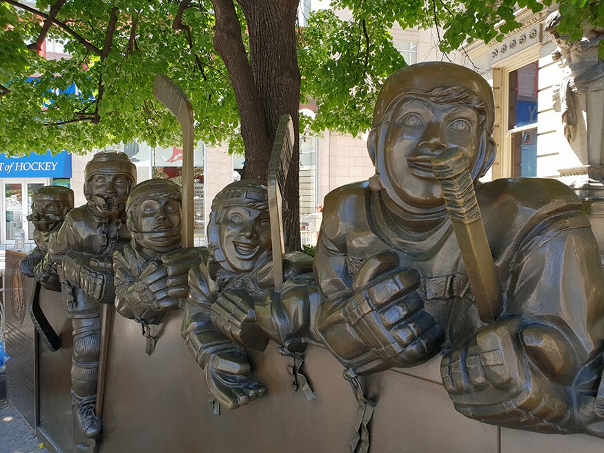 Outside the Hockey Hall of Fame, it is an ice hockey museum located in Toronto, Ontario, Canada. Dedicated to the history of ice hockey. (Image: News18/Varun Sharma)