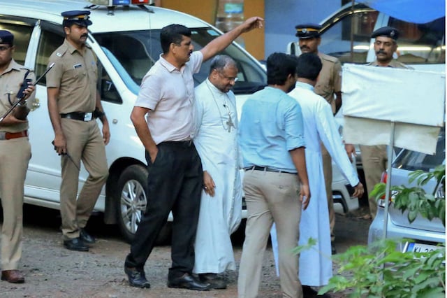 File photo of Bishop Franco Mulakkal in police custody.