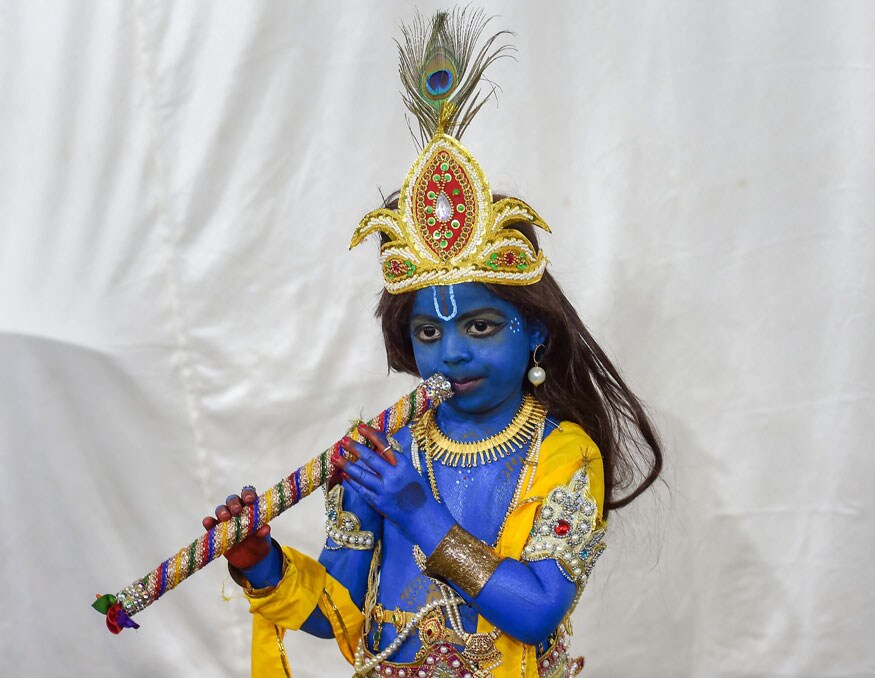 Baby Krishna Brocade Fabric Janmashtami Mythological Character Costume –  Raj Costumes