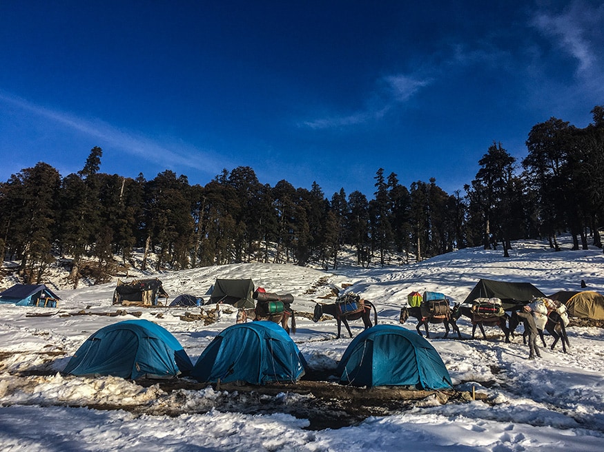 Spending the rest of the day at our beautiful campsite at the Kedarkantha Base.(Image: Sneha Mitra)