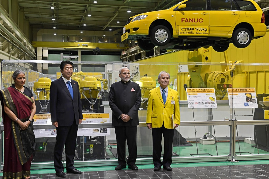 Shinzo Abe Takes PM Modi to Robot-Making Factory in Yamanashi