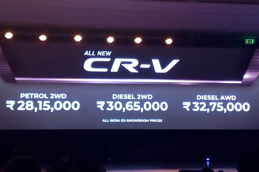 Prices for the all-new Honda CR-V SUV in India. (Image: News18.com)