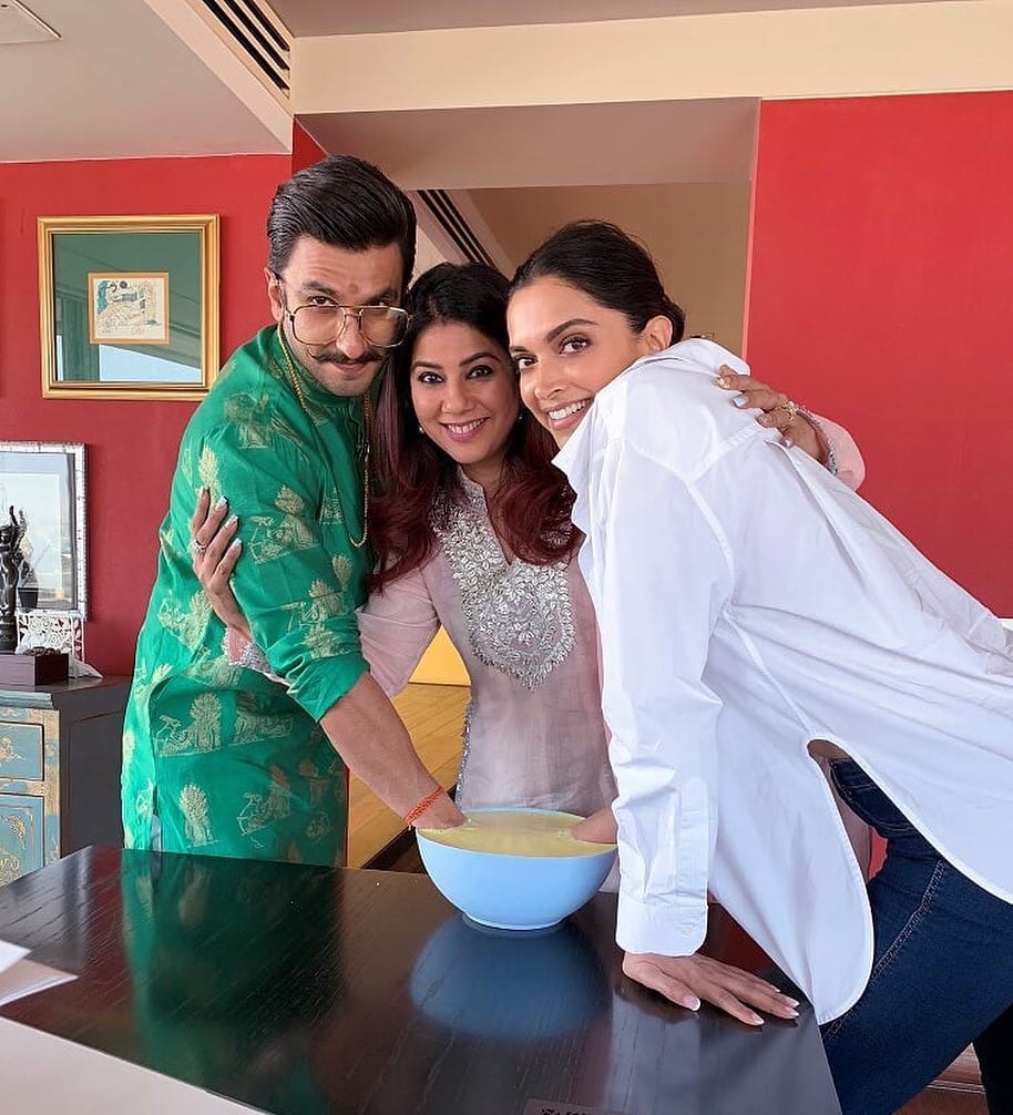 Bhavna Jasra with Ranveer Singh and Deepika Padukone