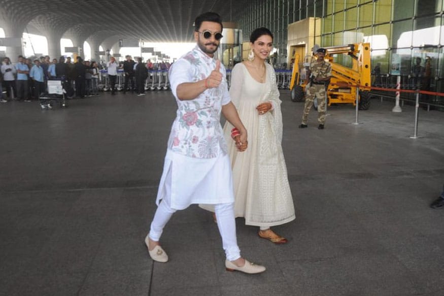 Deepika Padukone, Ranveer Singh wedding reception: Couple goes regal in  white and gold colour coordinated ensemble-Entertainment News , Firstpost