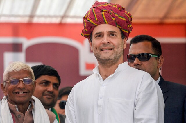 File photo of Rahul Gandhi during one of his rallies ahead of Rajasthan Assembly elections, last year.