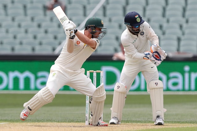 Australia's Travis Head bats during the first cricket test between Australia and India. (Image: AP)